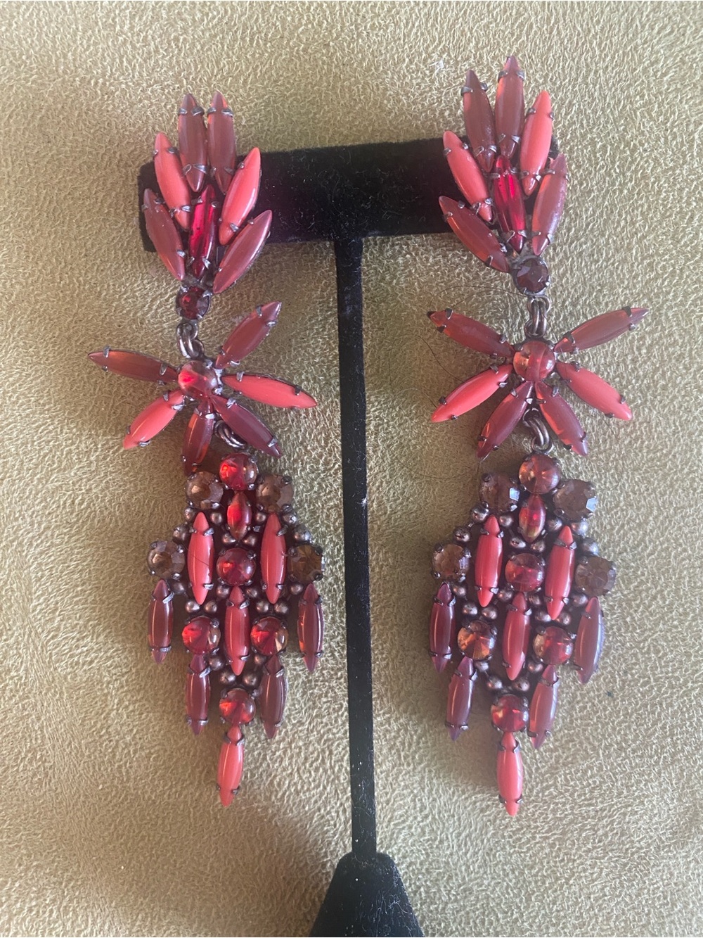 Vintage Deluxe 4-3/4” Drop Clip Earrings